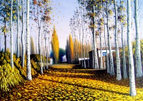 白桦林油画图片